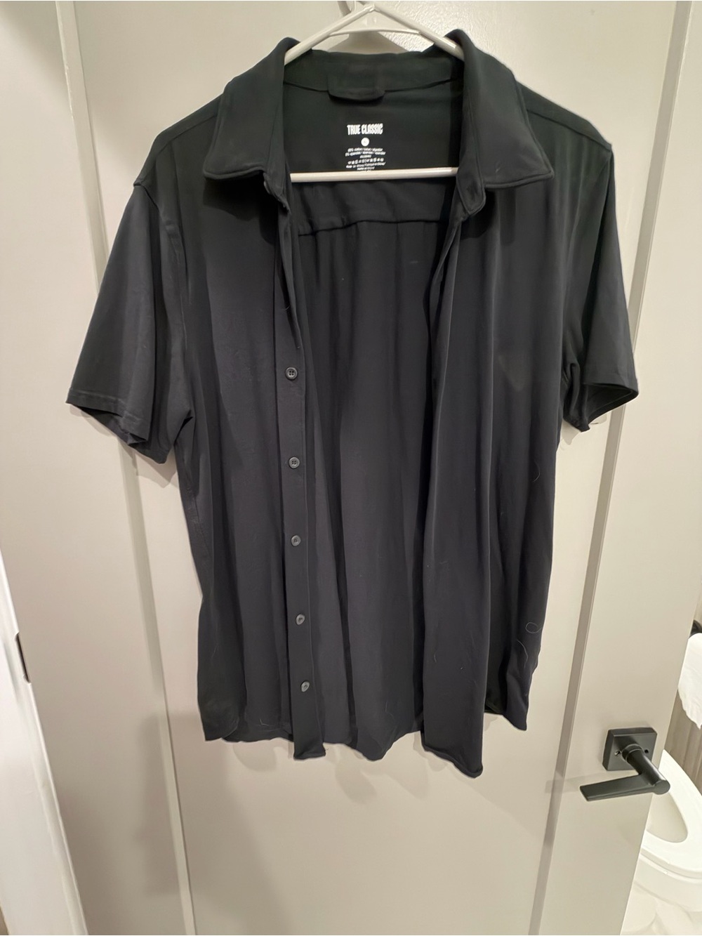 True Classic Men's Black Short-Sleeve Button Down Shirt